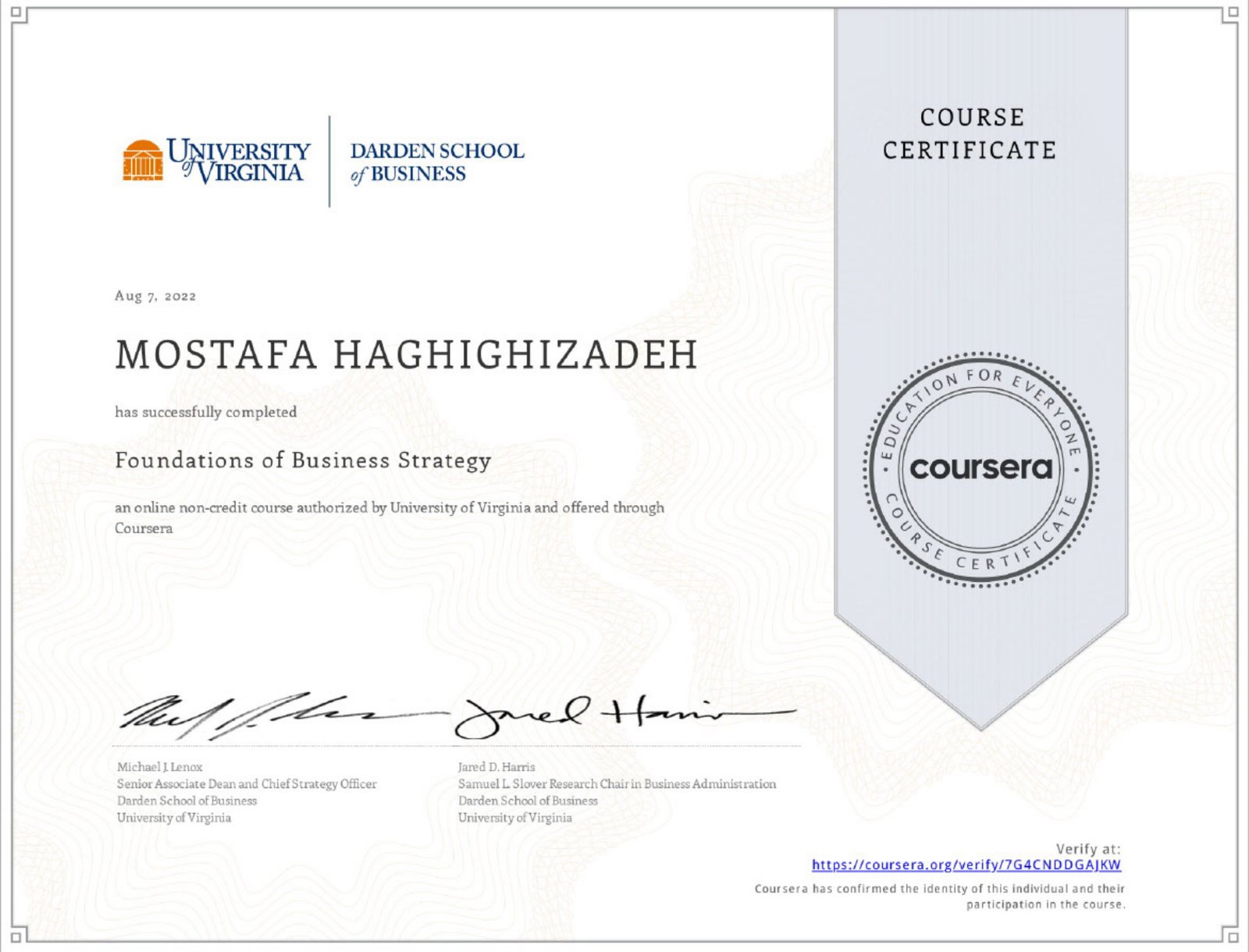 Mostafa Haghighizadeh Certificate 02